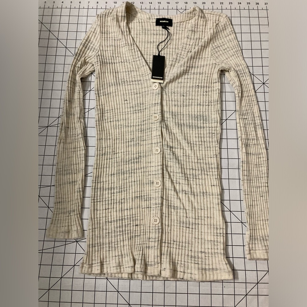 NWT Monrow Women’s Large Ribbed‎ Cardigan Sweater